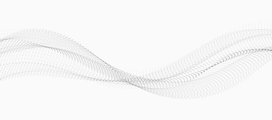 Data technology background. Dotted halftone waves. Connecting dots and lines on a white background. Abstract digital wave particles. Abstract halftone illustration background. Wave dotted vector.
