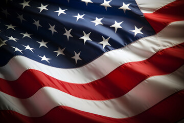 Detailed close-up macro shot of the American Flag as a background