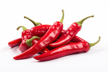 Red hot chili peppers isolated on white background.