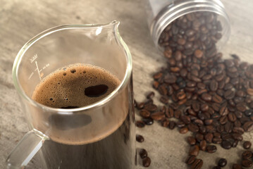 Serves coffee with a French press coffee maker