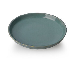 green ceramic plate isolated on white background