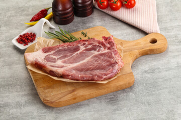 Raw pork neck steak uncoocked
