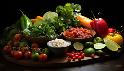Freshness and variety in a healthy vegetarian meal, nature gourmet delight generated by AI