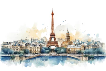 Deurstickers Watercolor abstraction illustration of Paris © mila103