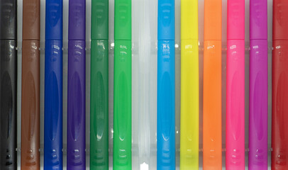 Marker pens texture background. Colorful school education tools. Group of marker pen