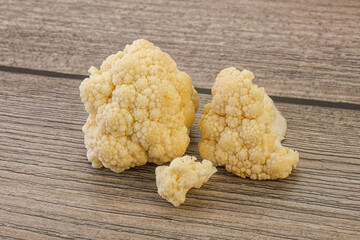 Raw white cauliflower cabbage heap