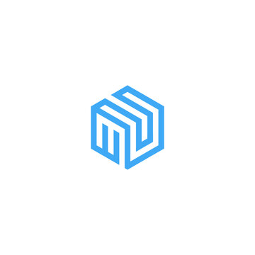 Abstract initial letter MU or UM logo