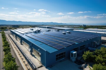 Crean energy solar cell on roof mega factory, Generate with Ai