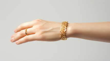 Hand with a golden bracelet - obrazy, fototapety, plakaty
