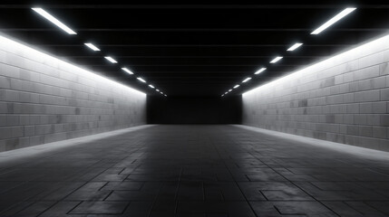 Led Brick White Glowing Concrete Tunnel