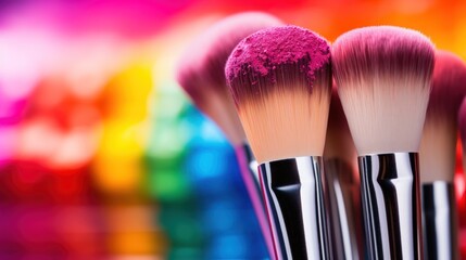 Makeup brushes dipped in pride flag colors