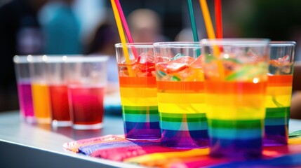 Colorful LGBT themed cocktail glasses