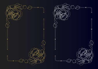 ゴールド&シルバーのバラフレーム