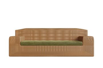 Modern brown rattan furniture, and rattan chairs for sitting in the garden. Lawn or balcony Elegant design sofa is outdoors or indoors Rendering 3D illustrations - clipping path