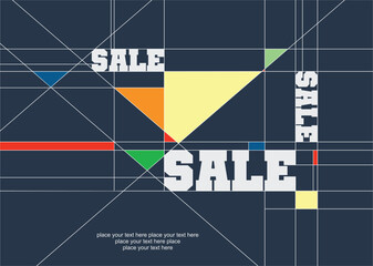 Sale image on abstract background in Russian avant-garde style. Color vector illustration