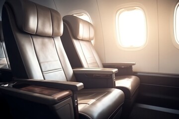 Fototapeta premium Plane business seats. Generate Ai