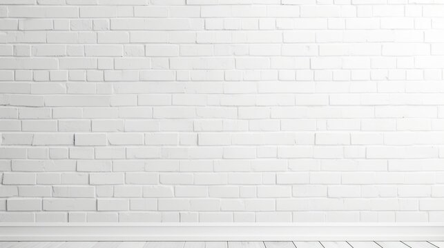 Clean white brick wall background with ample copy space
