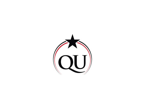 Minimalist Star QU Png Logo Letter, Apparel Luxury Qu uq Vector Png Logo Icons