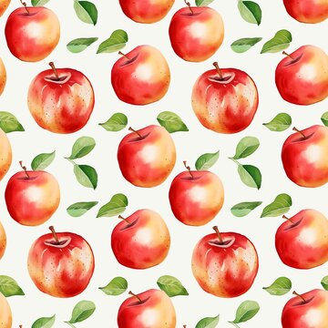 Seamless background with apples. Use it as a print on fabric, packaging and for the design of postcards, wallpaper.