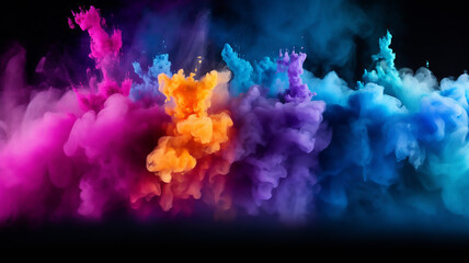 Fototapeta na wymiar Color Explosion with Rainbow Holi Paint and Powder