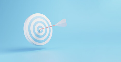 Arrow hit the center of blue target or goal of success, Business target achievement concept