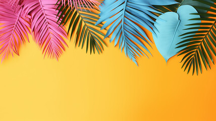 Fantastic Tropical Bright Colorful Background with Exotic Paint
