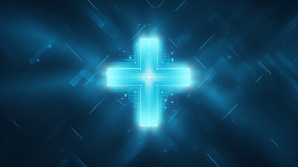 Futuristic Abstract Geometric Medical Cross Shape Medicine