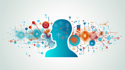 Obraz premium Futuristic Abstract Medical Background with Flat Icons and Symbols