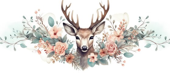 Watercolor Adorable woodland animals in the forest, boho,  Kids room wallpaper design. Generative AI