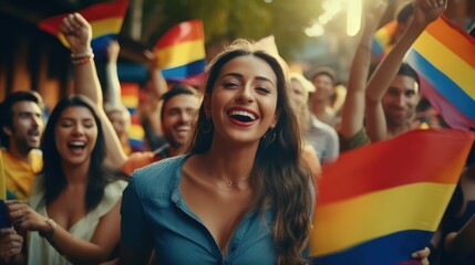 Fototapeta premium Colombian people with their flag