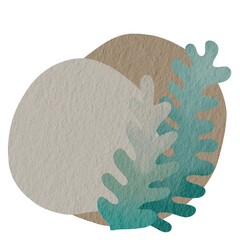 Abstract brown rock and fern or seaweed banner illustration for decoration on aquarium ,nature and organic lifestyle concept.