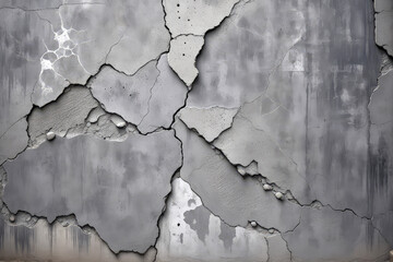 Damaged and distressed urban concrete wall texture with worn and weathered rough surface