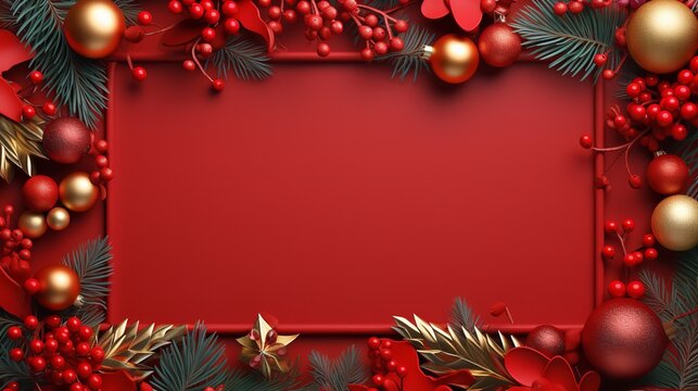 Ornamental Christmas picture frame. Generative ai.