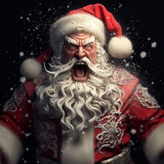 Santa Claus is terrible and has a horrible character. Bad Santa Claus. Generative AI. - obrazy, fototapety, plakaty