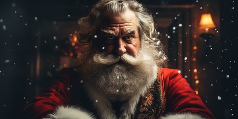 Santa Claus is terrible and has a horrible character. Bad Santa Claus. Generative AI. - obrazy, fototapety, plakaty