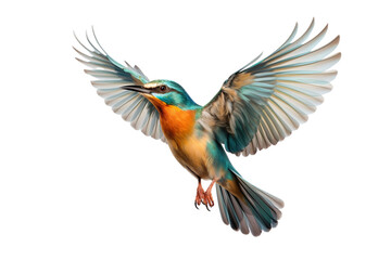 Fototapeta premium a beautiful bird flying full body on a white background studio shot isolated PNG