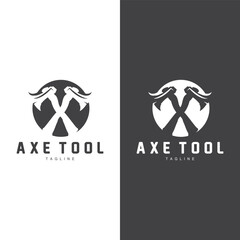 Axe Logo, Wood Cutting Tool Vector Icon, Silhouette Design, Retro Vintage Style