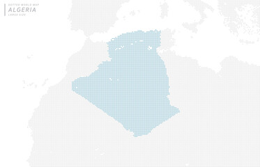 アルジェリアを中心とした青のドットマップ。　大サイズ。