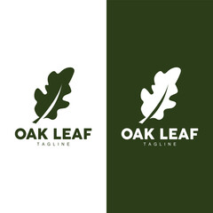 Oak Leaf Logo Design, Simple Green Plant Vector, Template Illustration