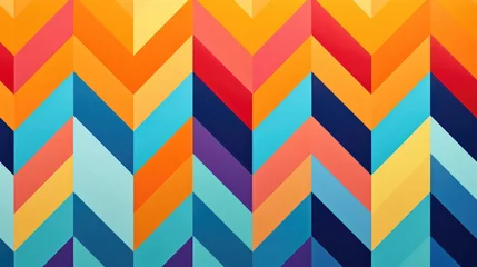 Muurstickers Boho Bold and graphic chevron pattern in bright colors background.