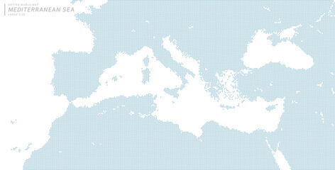 Fototapeta na wymiar 地中海を中心とした青のドットマップ。　大サイズ。