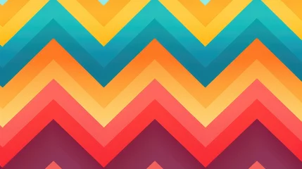 Cercles muraux Style bohème Bold and graphic chevron pattern in bright colors background.