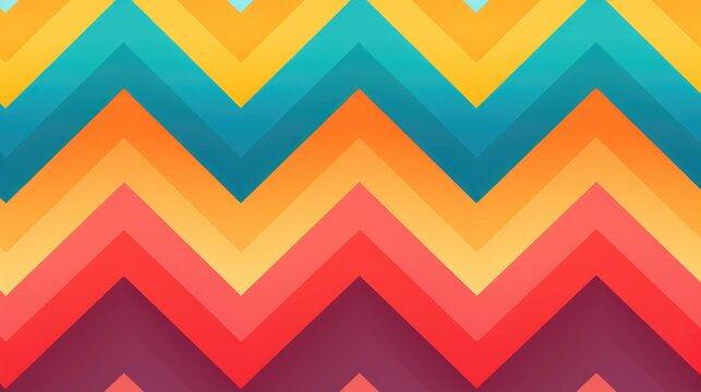 Bold and graphic chevron pattern in bright colors background.