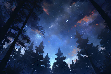 forest night sky(Generative AI)