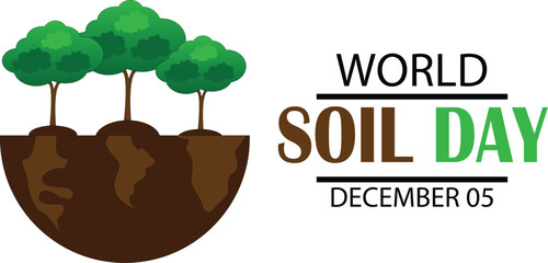 World Soil Day Design Concept.Premium Vector Design.tree on soil.Event 5 December.Vector