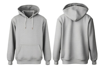 Set of grey front and back view tee hoodie hoody sweatshirt mockup temple white background - obrazy, fototapety, plakaty