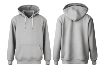 Set of grey front and back view tee hoodie hoody sweatshirt mockup temple white background