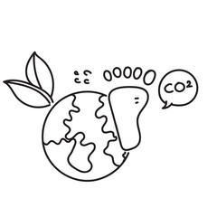 hand drawn doodle footprint with nature co2 symbol illustration