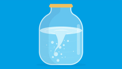 Water in a glass bottle. Vector illustration in flat design style.