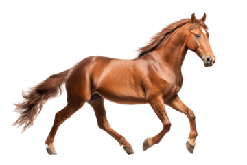a beautiful running horse full body on a white background studio shot
